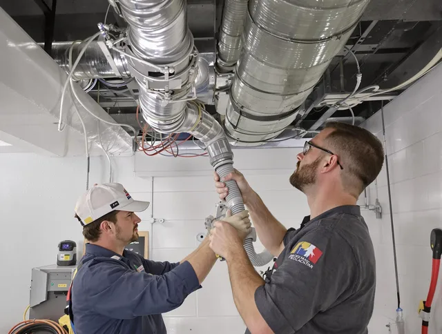 Medfield Air Duct Cleaning technician performing thorough AC duct cleaning in Medfield