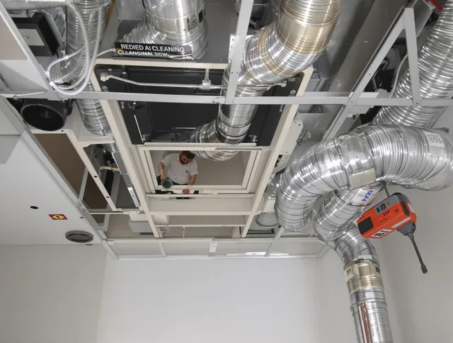 Medfield Air Duct Cleaning technician performing detailed central duct system cleaning in Medfield