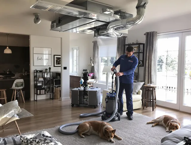 Medfield Air Duct Cleaning technician performing detailed indoor duct cleaning for improved air quality in Medfield
